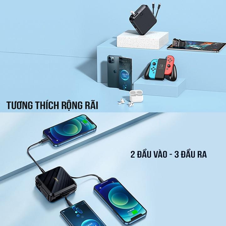 Cốc sạc nhanh kiêm pin sạc dự phòng đa năng Remax RPP-276 15000mAh tích hợp cáp sạc type C và iphone