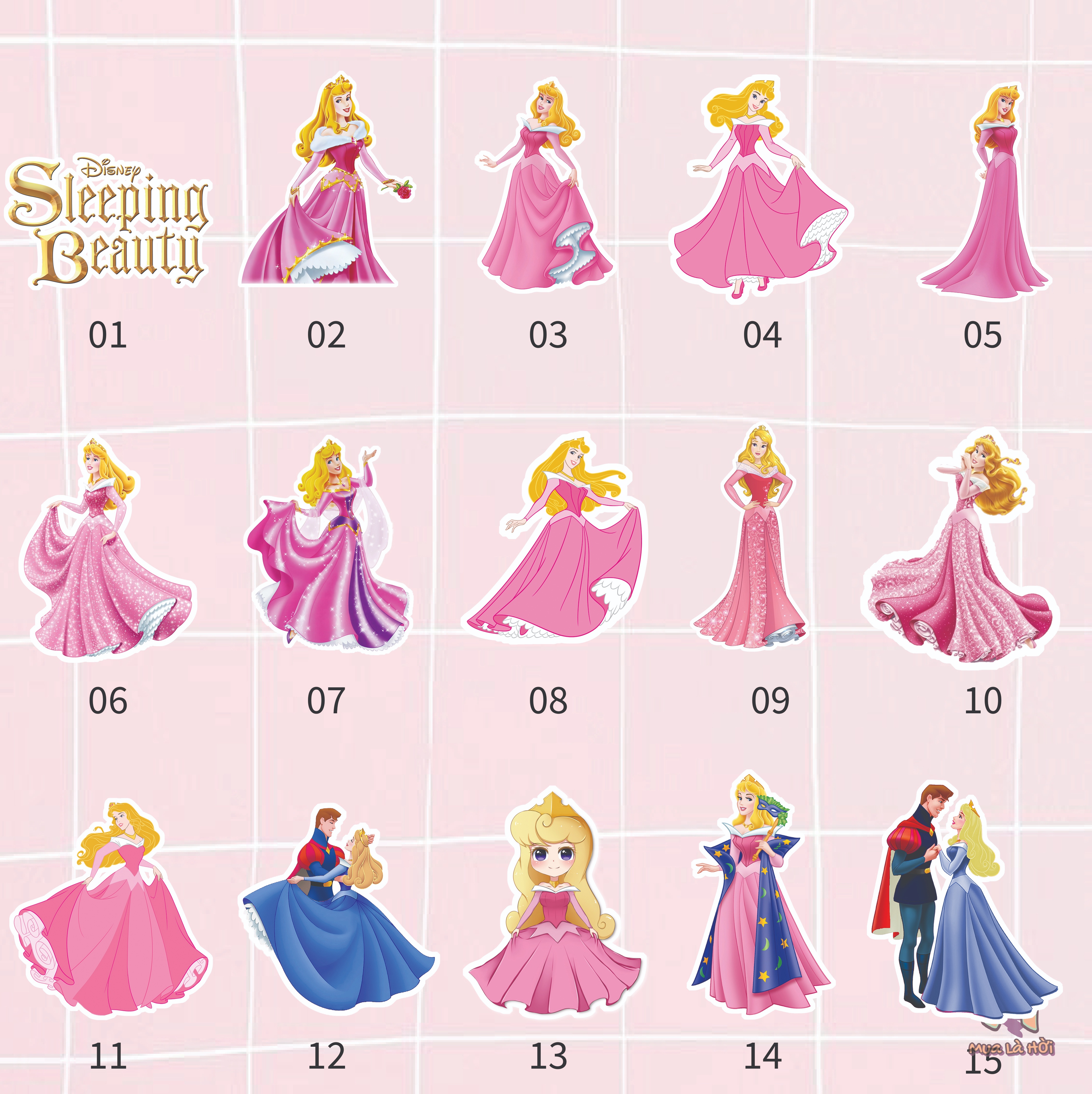 Miếng dán Stickers chủ đề Sleeping Beauty (Công chúa ngủ trong rừng