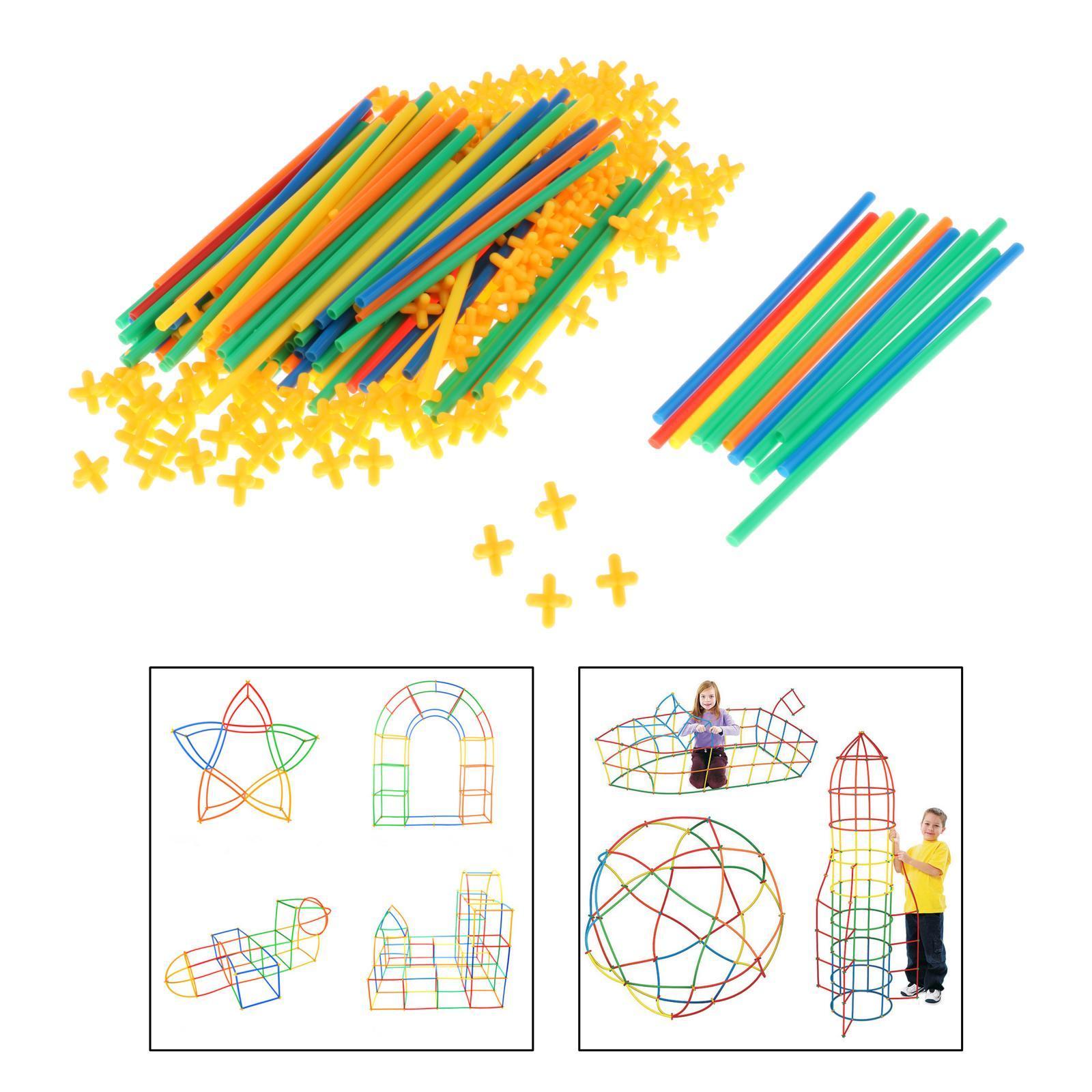 Straw Constructor Kit Fort Toy Block Joint Kids Gift for Boys Girls 200pcs