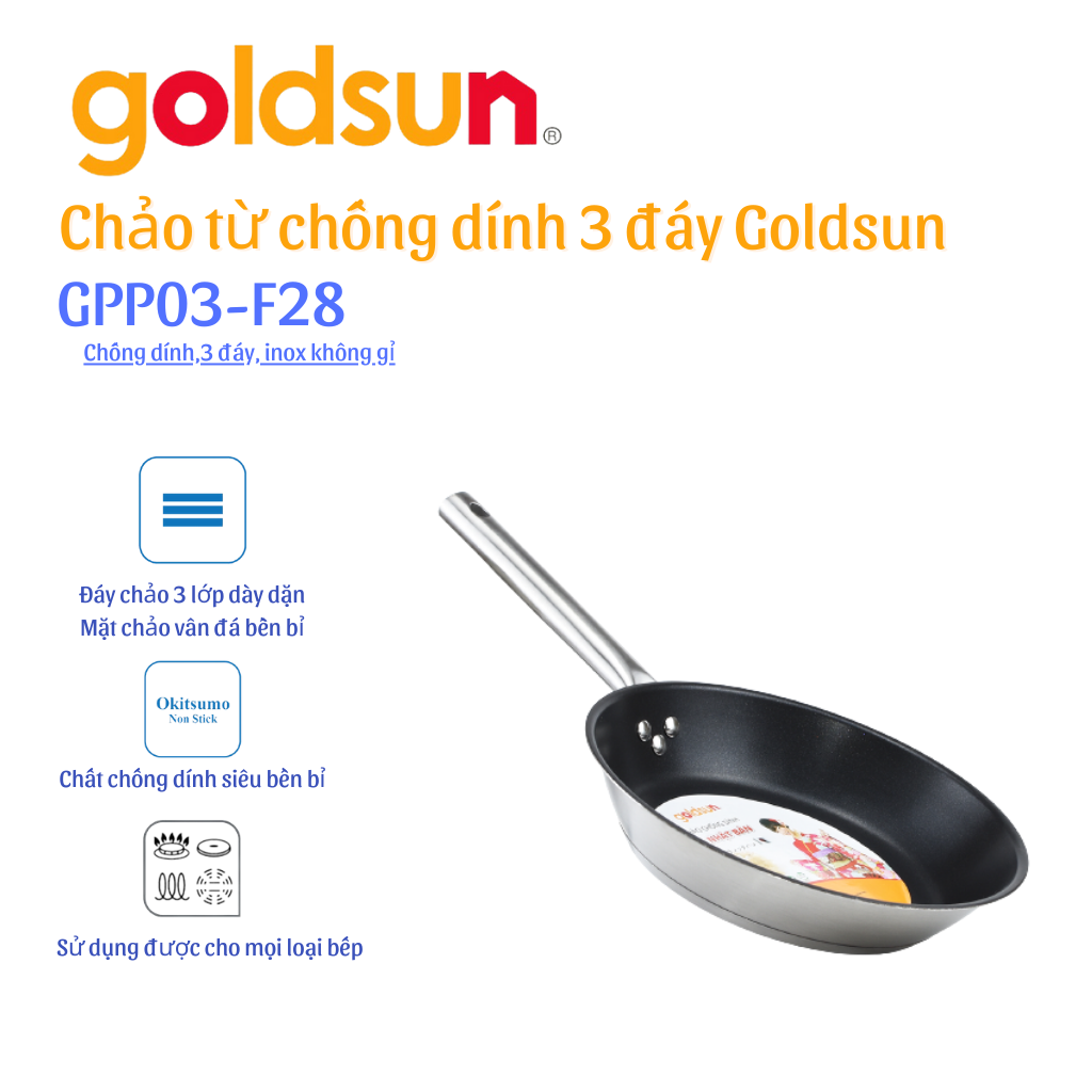 Chảo chống dính inox GPP03-FF28- Hàng chính hãng