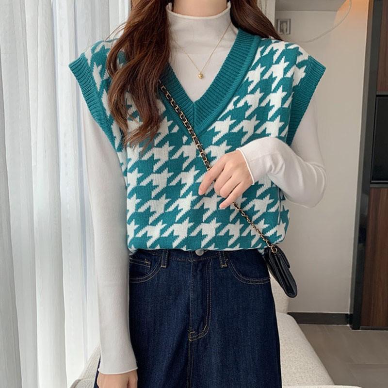 Áo vest len không tay dáng rộng hợp thời trang trẻ trung năng động