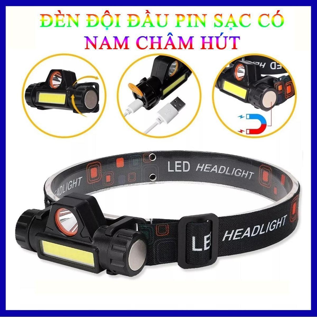 Đèn Pin Đội Đầu Nhỏ Gọn Pin Sạc Siêu Sáng Có Nam Châm Hút