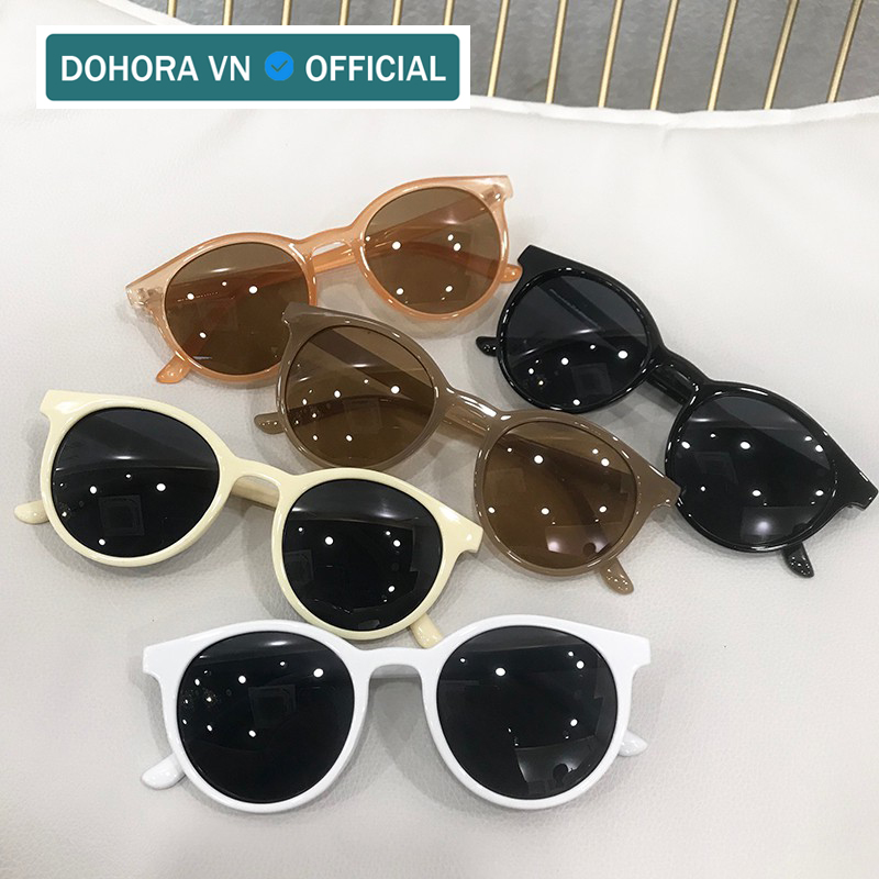 Kính mát mắt mèo tròn cao cấp nam nữ DOHORA VN DSMK106 Hàn Quốc cool ngầu sành điệu gọng tròn nhỏ phong cách trắng chống tia uv hot trend giá rẻ cực ngầu - Hàng nhập khẩu
