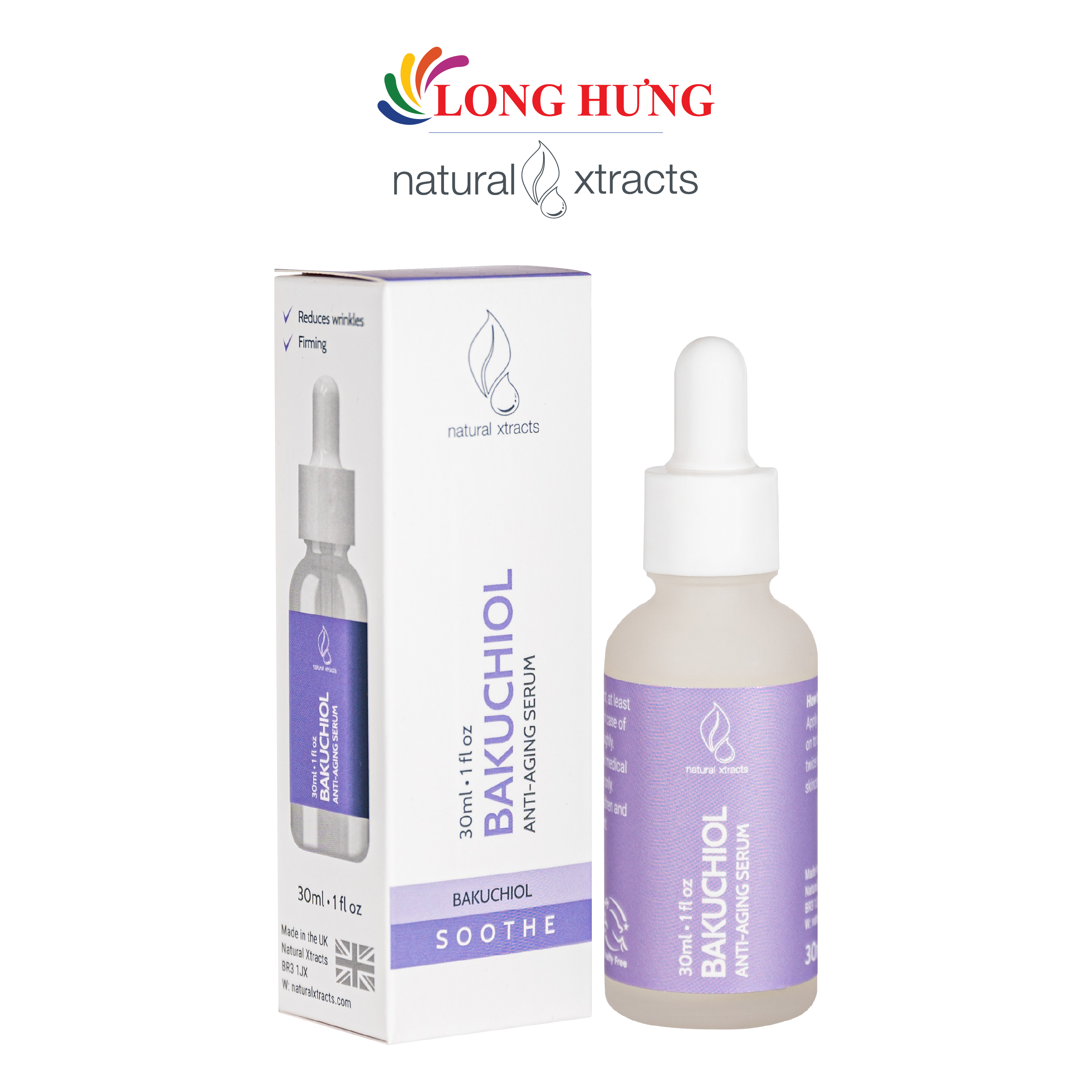 Serum chống lão hoá Natural Xtracts Bakuchiol Anti-Aging Serum giúp làm giảm nếp nhăn và dưỡng ẩm (30ml) - Hàng chính hãng