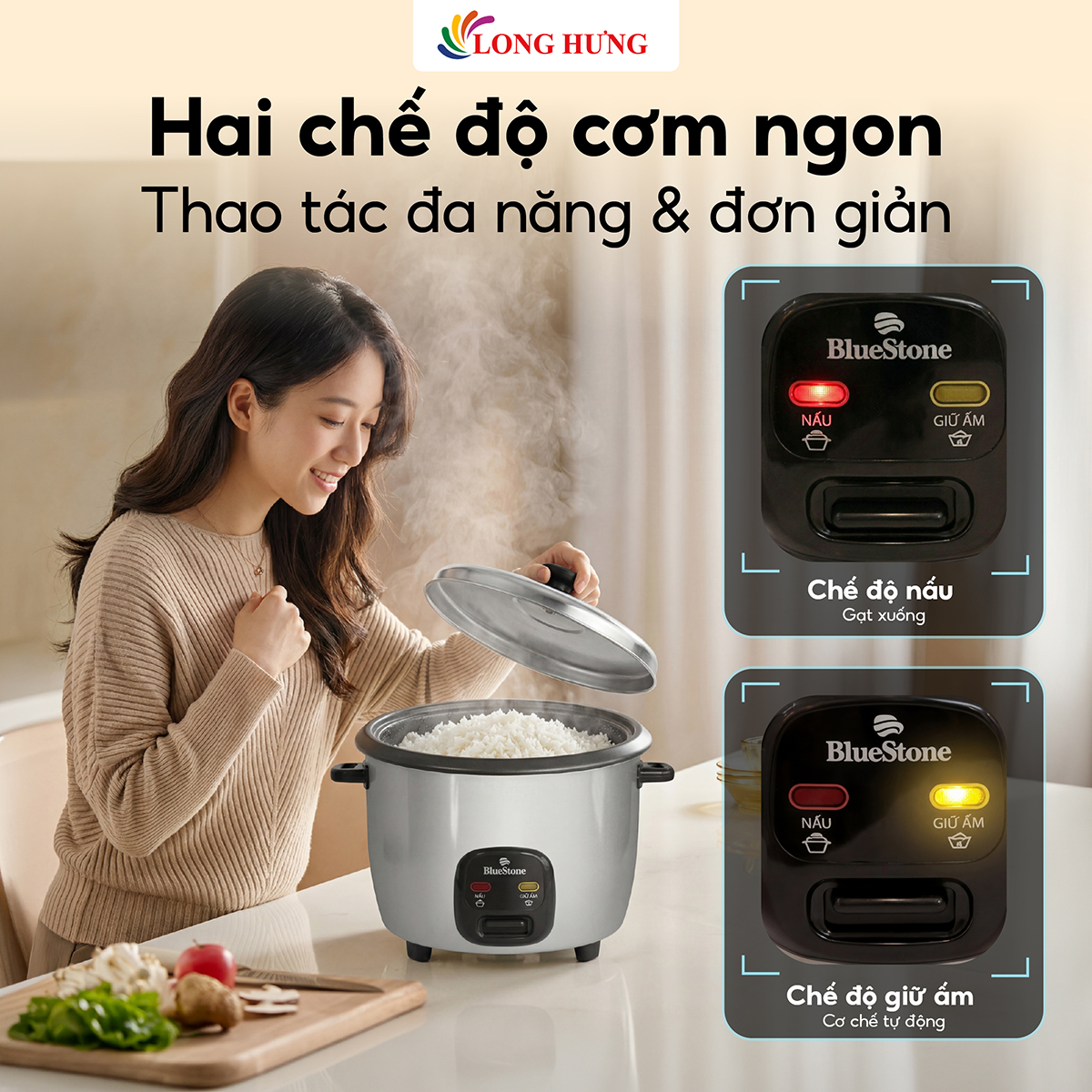 Nồi cơm điện nắp rời Bluestone 2.8 lít CRB-5429 - Hàng chính hãng
