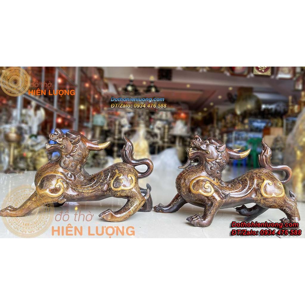 Đôi Tỳ Hưu Màu Nâu Bằng Đồng Phong Thủy Cao 22cm - Linh Vật Phong Thủy