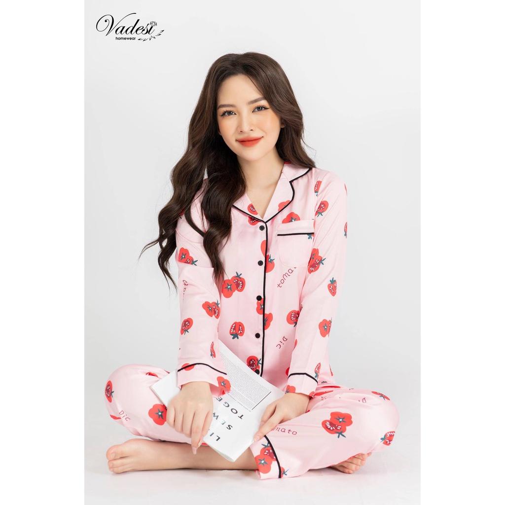 Bộ Đồ Ngủ Nữ Pijama Dài Tay Lụa Cao Cấp Mặc Nhà Họa Tiết Đẹp Mềm Mịn Thấm Hút Thoáng Mát – VADESI