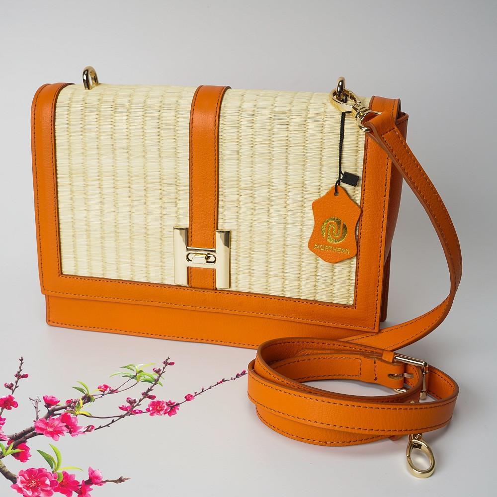Túi cói thời trang màu cam NORD122