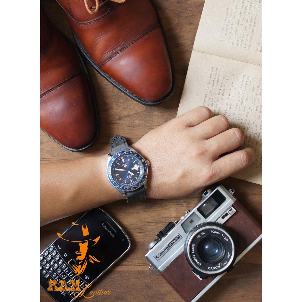 Dây đồng hồ HANDMADE RAM Classic 1965 Gray Wehrmacht - Da bò xám Đức (TẶNG ĐẦY ĐỦ KHÓA + CHỐT + CÂY THA