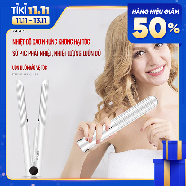 Máy uốn duỗi tóc không dây K.SKIN KD386, nóng nhanh, nhỏ gọn tiện lợi, sạc USB an toàn