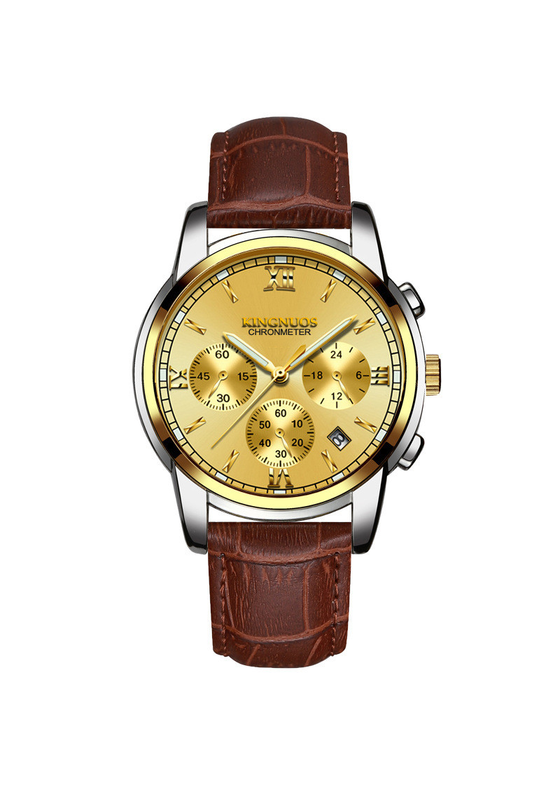 Đồng Hồ Nam Dây Da Cao Cấp KINGNOUS KN1753 Có Lịch