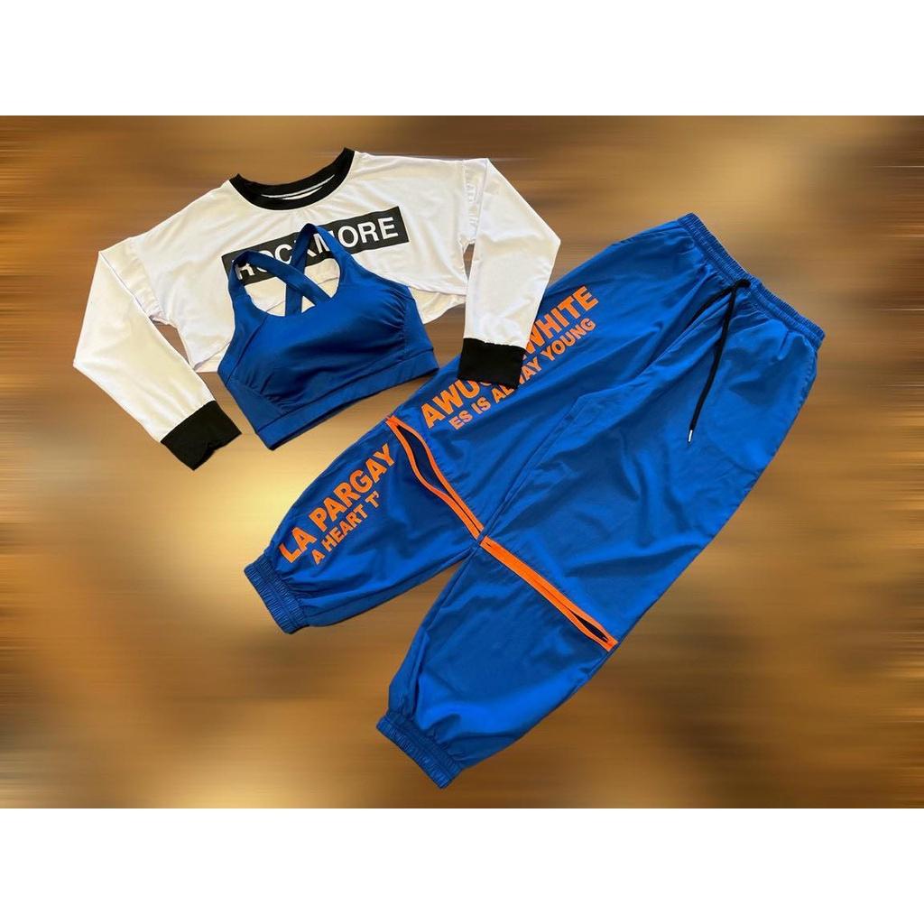set bộ 3 món áo chất thun quần chất xi gió tập gym yoga zumba nhảy aerobic nhảy hiphop nhảy dân vũ đồng phục đội nhóm