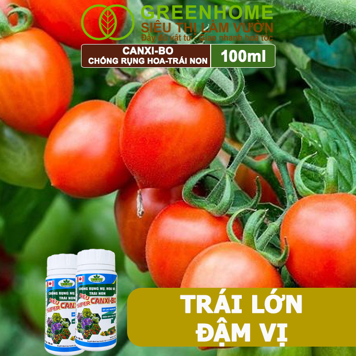Phân bón Canxi Bo Greenhome, Chai 100ml, Tăng đậu trái, Chống rụng hoa và trái non, chống thối trái, dùng cho cây ăn quả