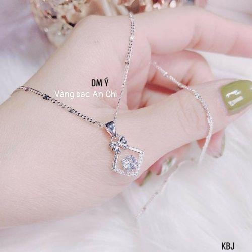 Dây chuyền nữ mặt tim bạc 925 đính đá trẻ trung cá tính, Anchi jewelry