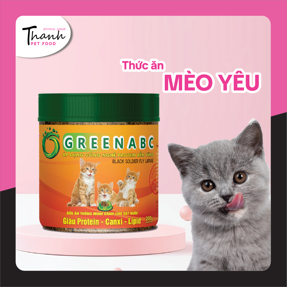 Thức ăn cho Mèo nhãn GREENABC – Hộp 200g – Bột bổ sung đủ dinh dưỡng protein-canxi-lipid giúp tiêu hóa tốt, đề kháng cao