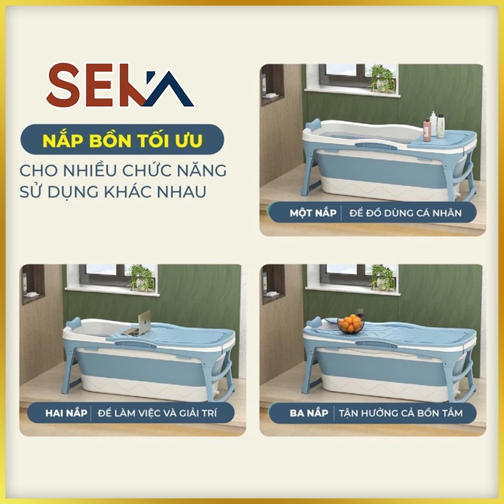 Bồn Tắm Gấp Gọn Thông Minh Seka 1m18 Có Nắp Đậy - Hàng Chính Hãng