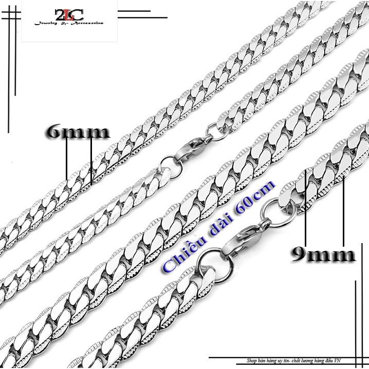 Dây Chuyền Nam Inox Kiểu Lặc 6mm Chạm Khắc 2 BênThép Không Gỉ- DCNQC08