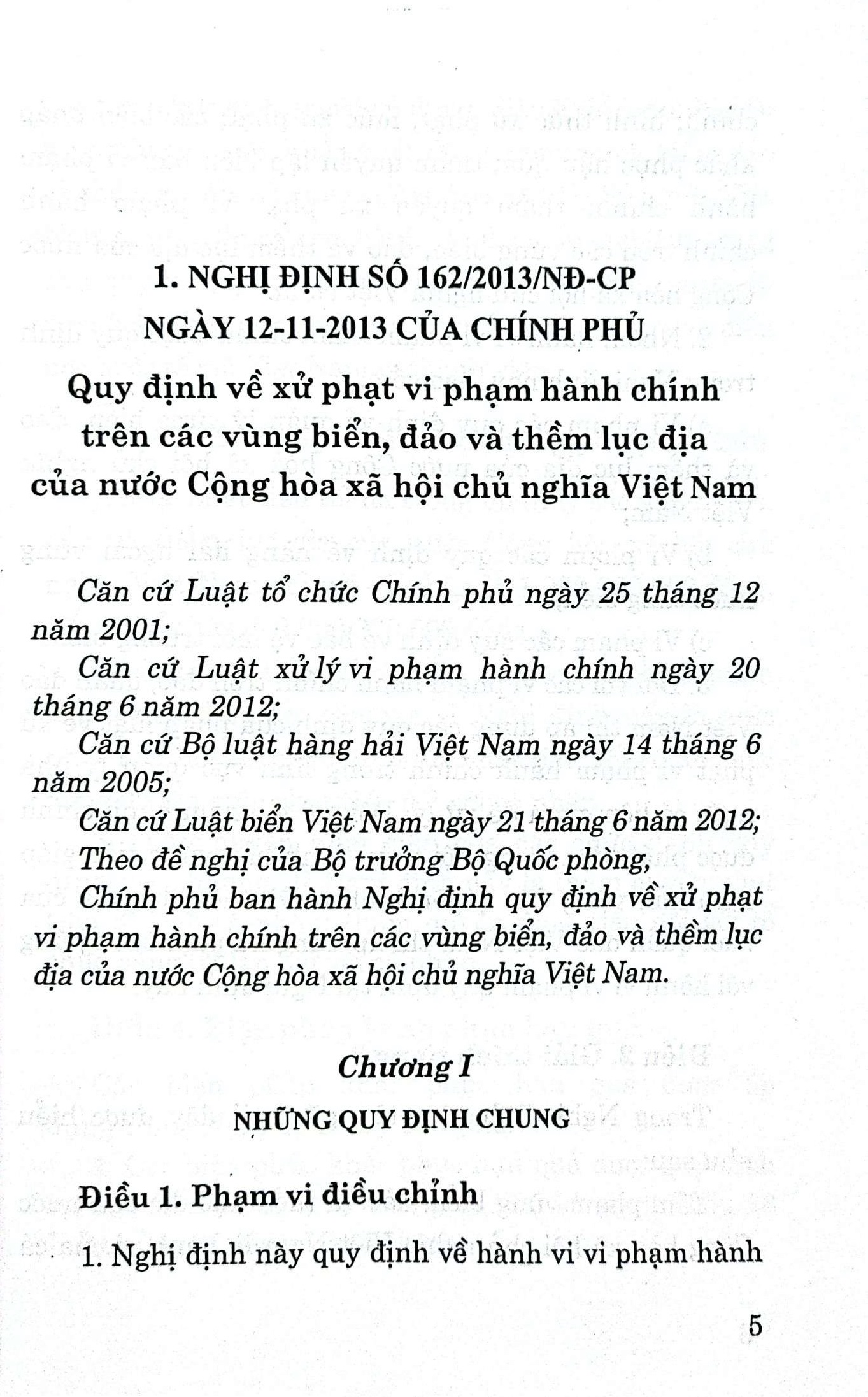 Quy định về xử phạt vi phạm hành chính trên các vùng biển, đảo và thềm lục địa của nước Cộng hòa xã hội chủ nghĩa Việt Nam