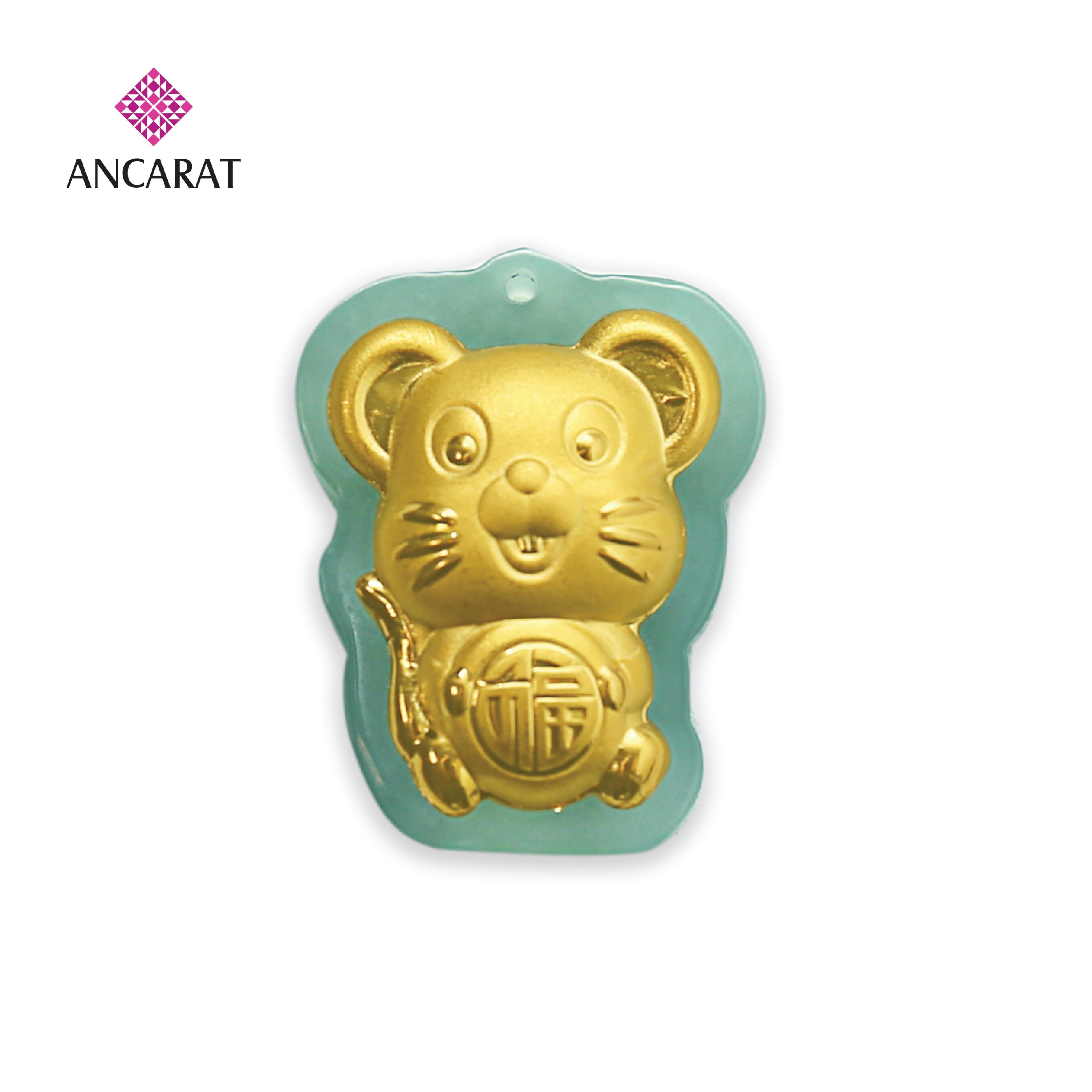 ANCARAT - Mặt dây phỉ thuý kim tý chữ phúc - Miễn phí tết dây đeo cổ