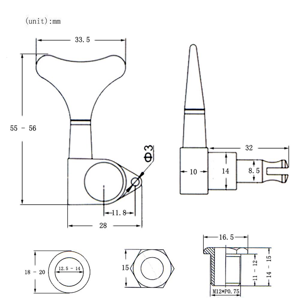 Đuôi Cá Nút Bass Dây Chỉnh Âm Chốt Phím Máy Đầu 2L2R Đồng Đỏ