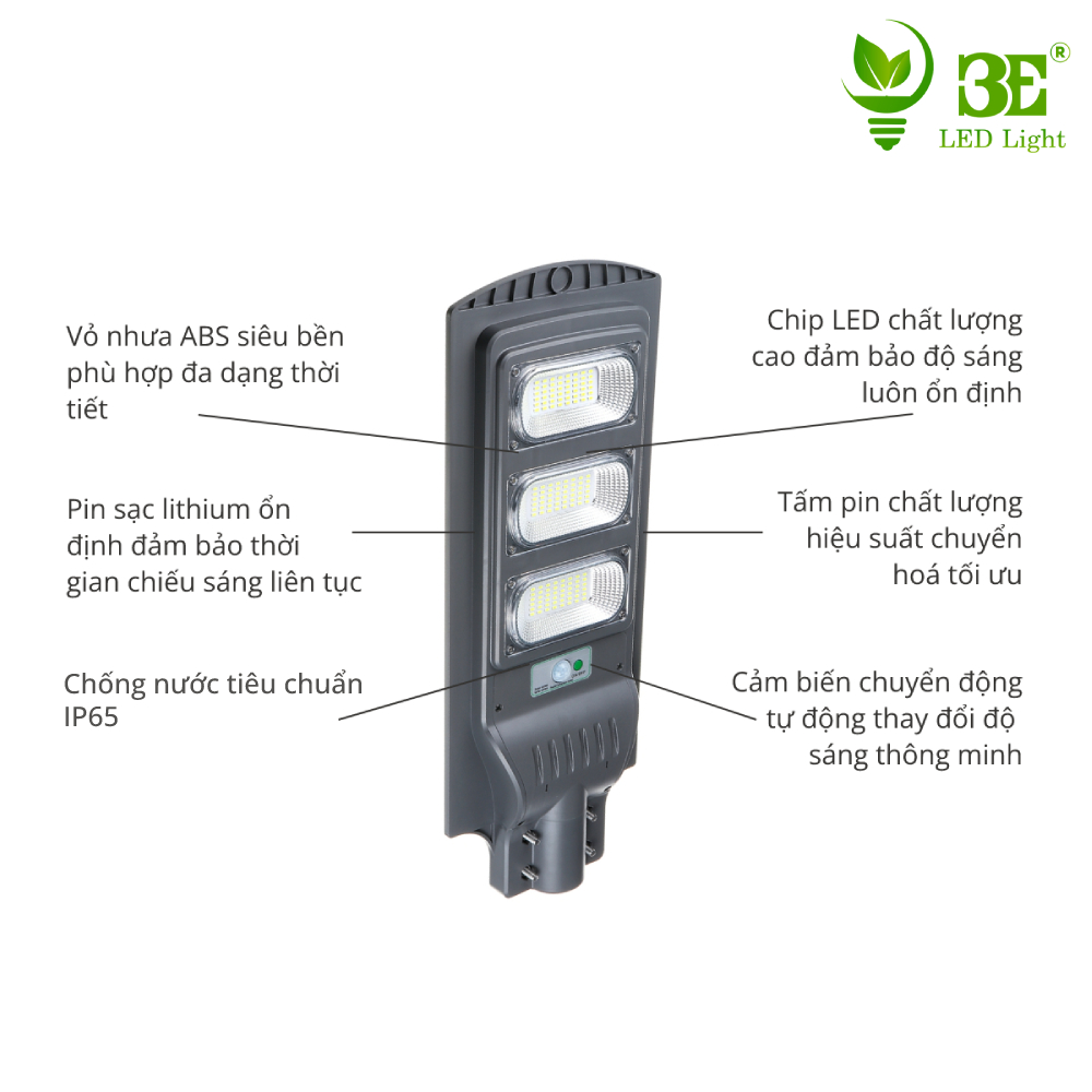 Đèn Đường Năng Lượng Mặt Trời Liền Thể 3E LED LIGHT Tấm Pin Poly Công Suất 90w
