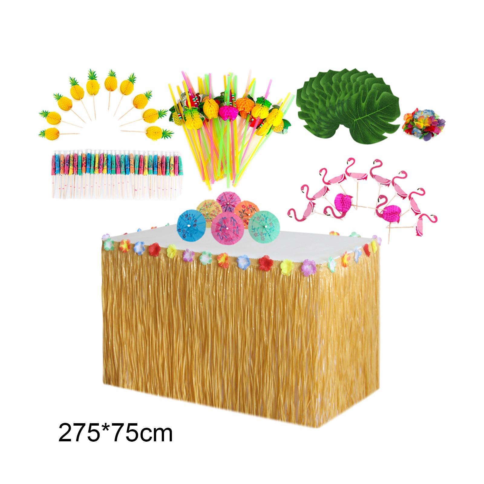 Artifical Luau Grass Table Skirt Tropical Luau Party Decoration Decor Accessories  Table Skirt for Photo Props Outdoor