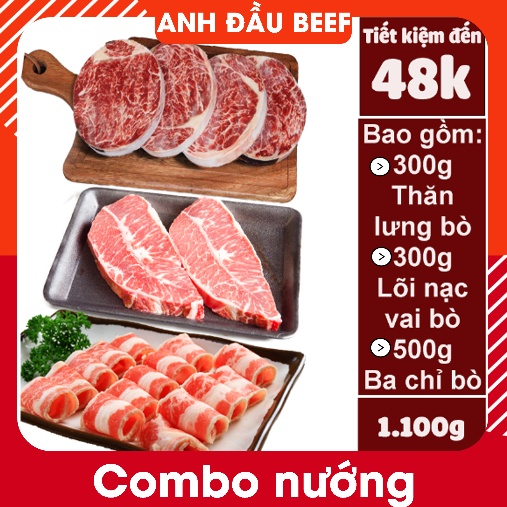 Combo nướng gia đình 3 - 1100g - Giao nhanh trong 2h