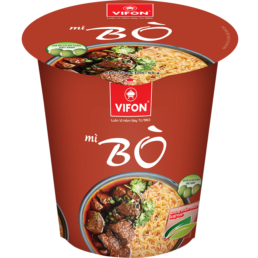 Thùng 24 Ly Mì Bò NGON NGON VIFON (60g / Ly)