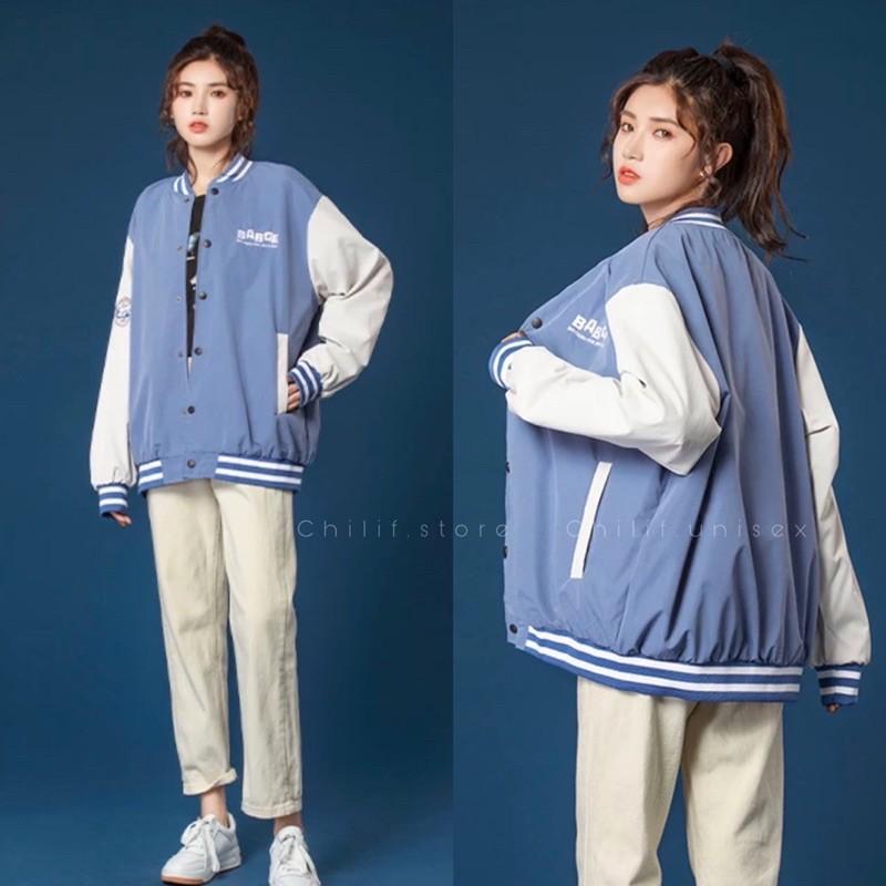Áo khoác BOMBER BADGE màu Đen/ Xanh Unisex Cực đẹp