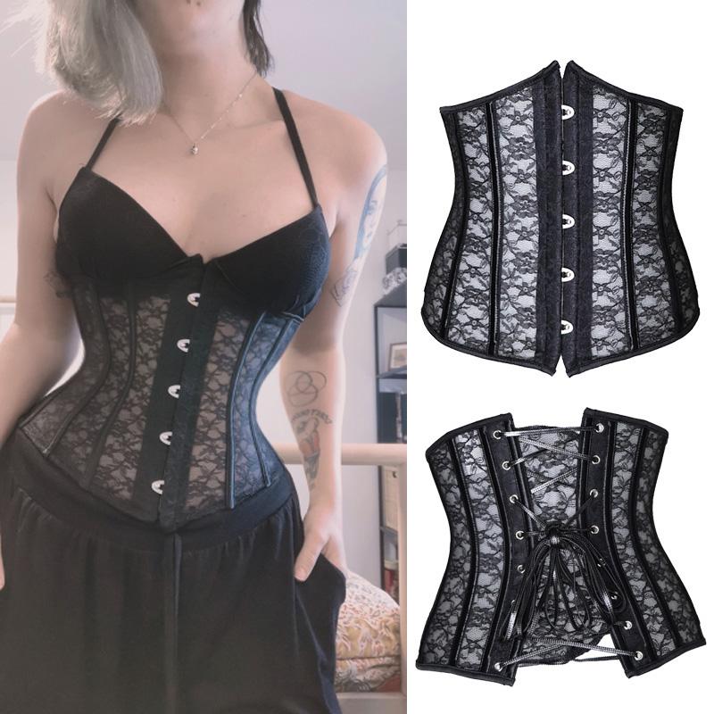 Eo Huấn Luyện Tập Toàn Thân Áo Underbust Gothic Corset Top Định Nữ Bụng Vỏ Bọc Giảm Béo Ren Áo Ngực Nịt
