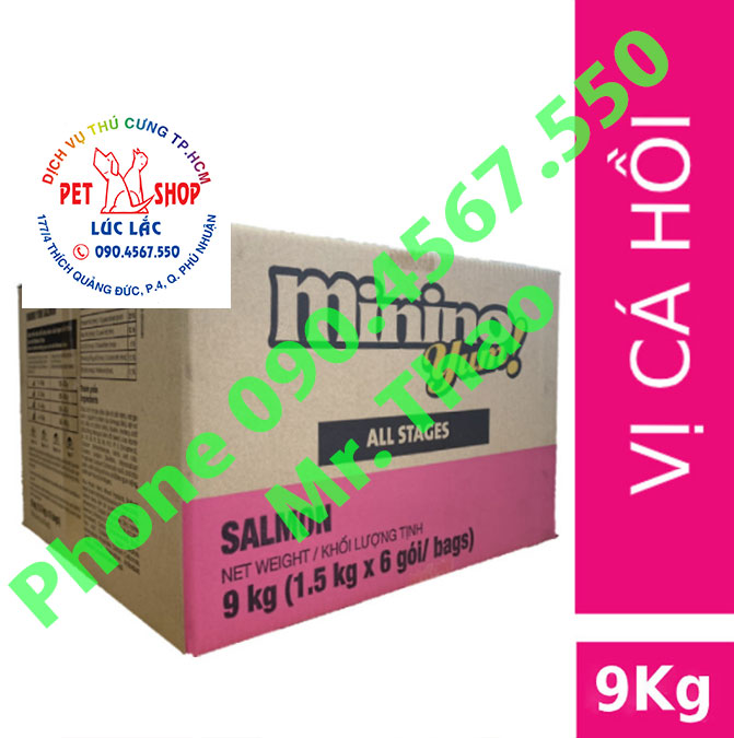 Thức ăn cho mèo Minino Yum Cá hồi 1 thùng 9kg