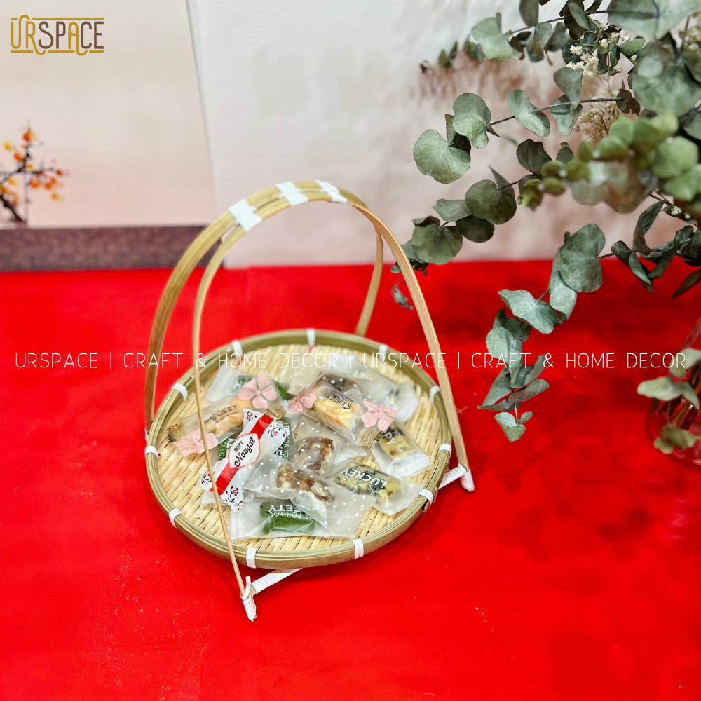 Mẹt Tre Tầng URSPACE Đựng Bánh Mứt, Hạt Dưa, Trang Trí Tết Decor Chụp Ảnh/ BAMBOO TIER TRAY