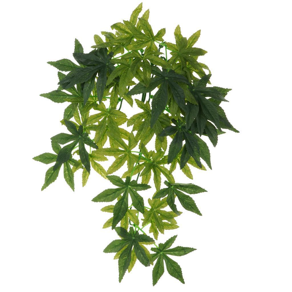Set of 2, Reptile Terrarium Leaves Vines Vivarium Ornament Fake Plant Decor