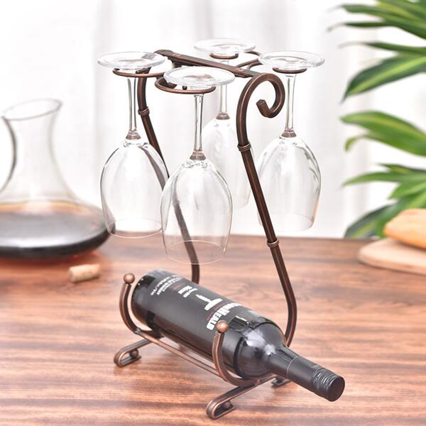 Giá Treo Loại 4 Ly Và Để Chai Rượu Vang Màu Đồng NT053