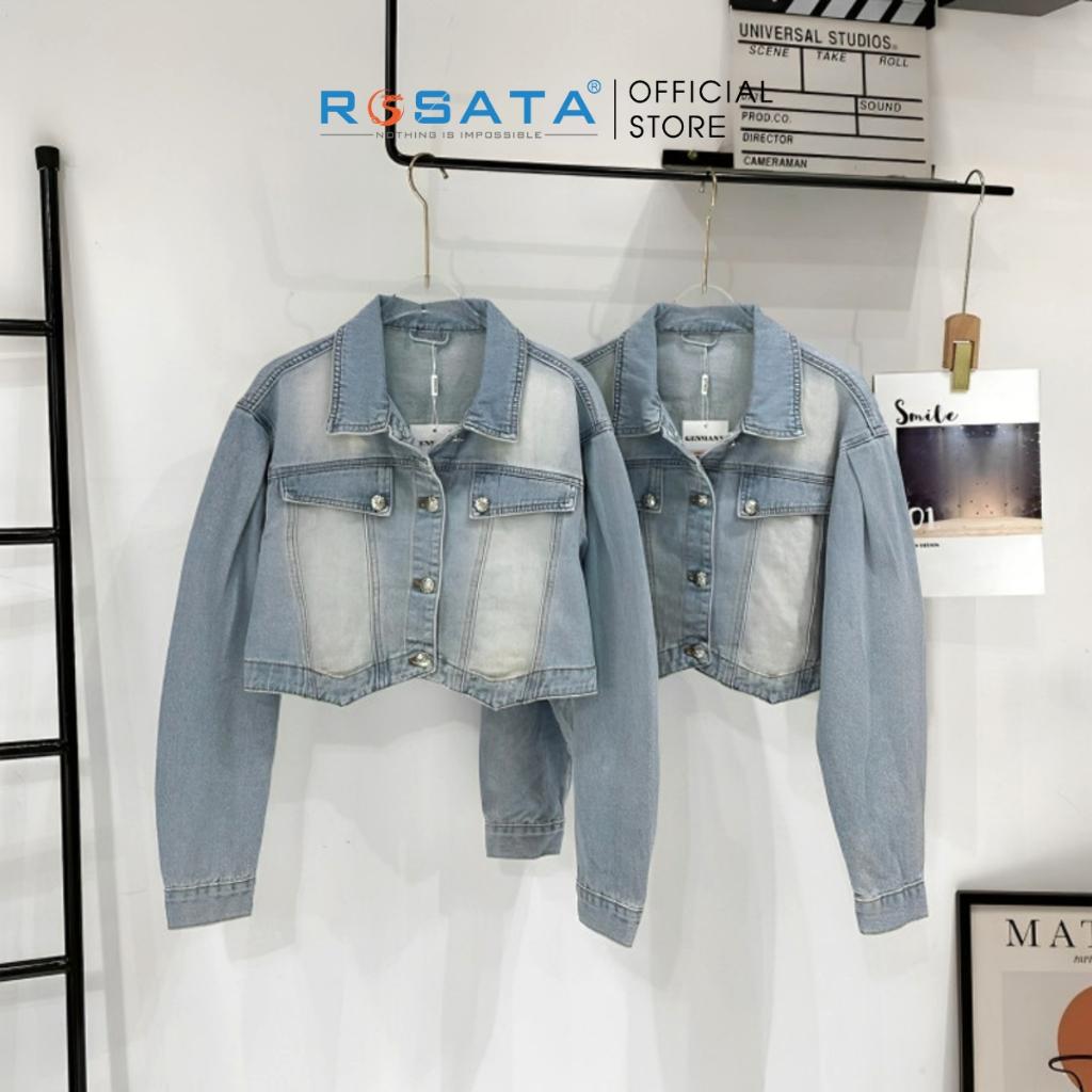 Áo Khoác Nữ Croptop Jean Dài Tay ROSATA K41 Cao Cấp Freesize Xuất Xứ Việt Nam