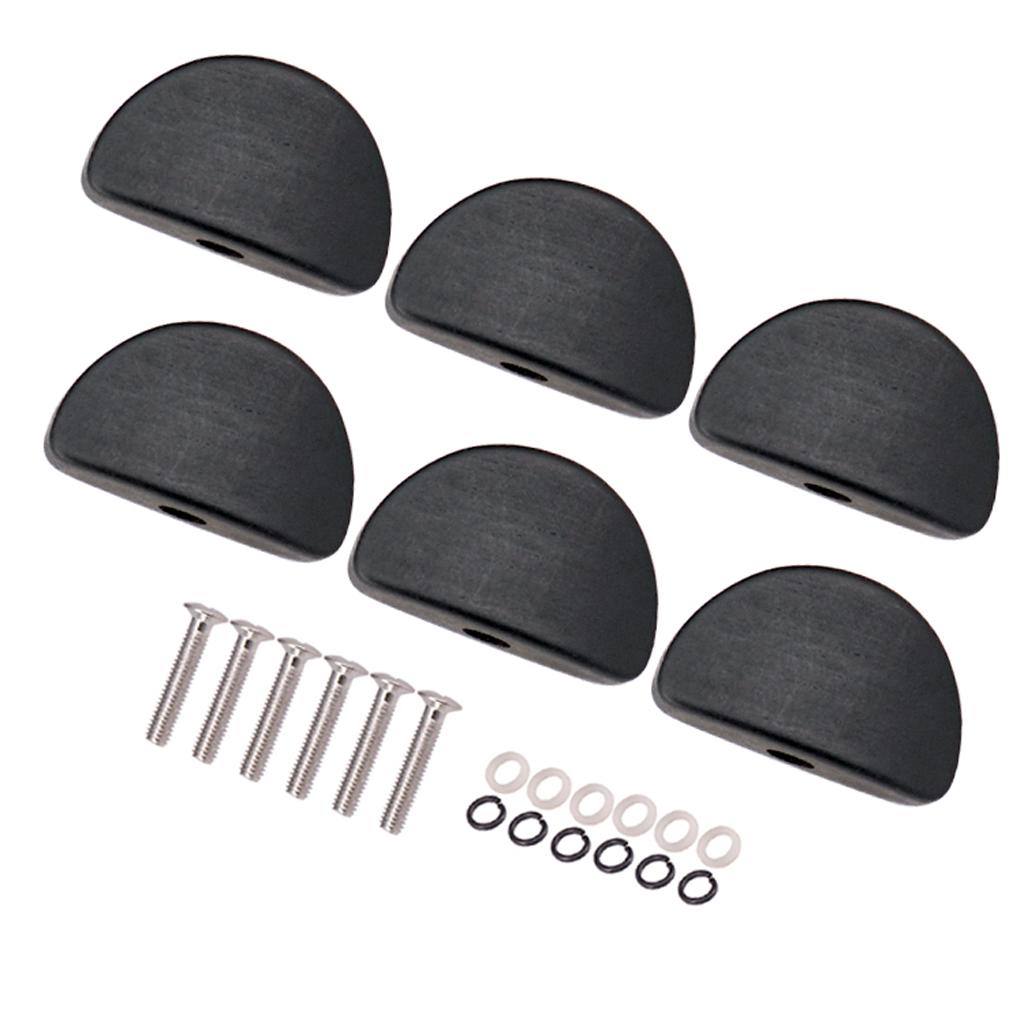 Sunnimix 6 Chiếc Hình Bán Nguyệt Hình Đàn Guitar Điện Chỉnh Chốt Nắp Chỉnh Âm Máy Đầu Thay Thế Nút Núm, Đen