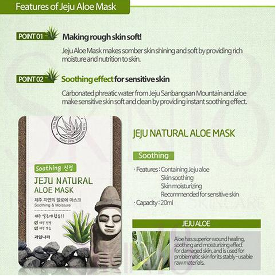 Bộ 10 miếng mặt nạ lô hội Jeju  Aloe Mask Hàn Quốc 10x20ml + Móc khóa