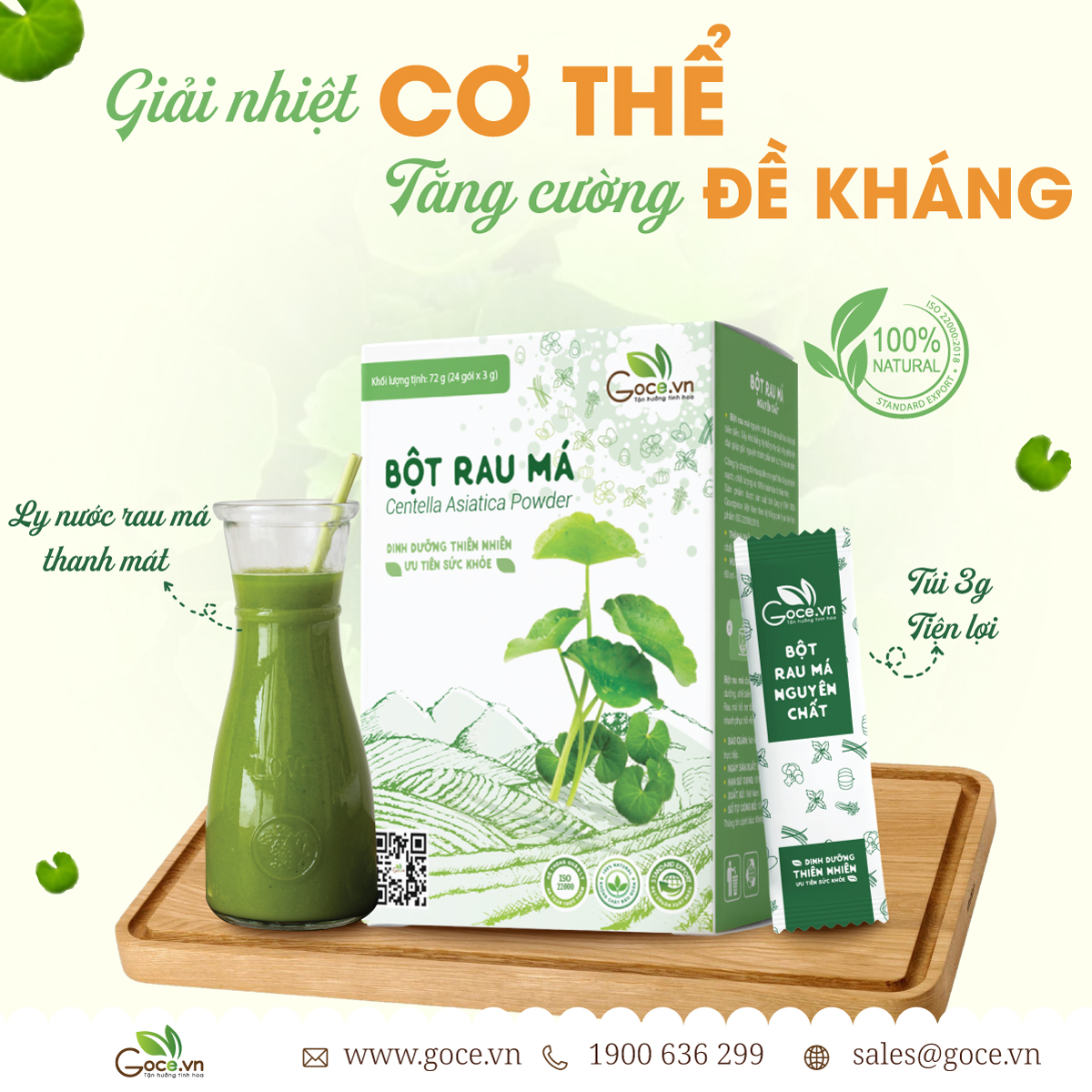 Bột rau má nguyên chất Goce - 72g