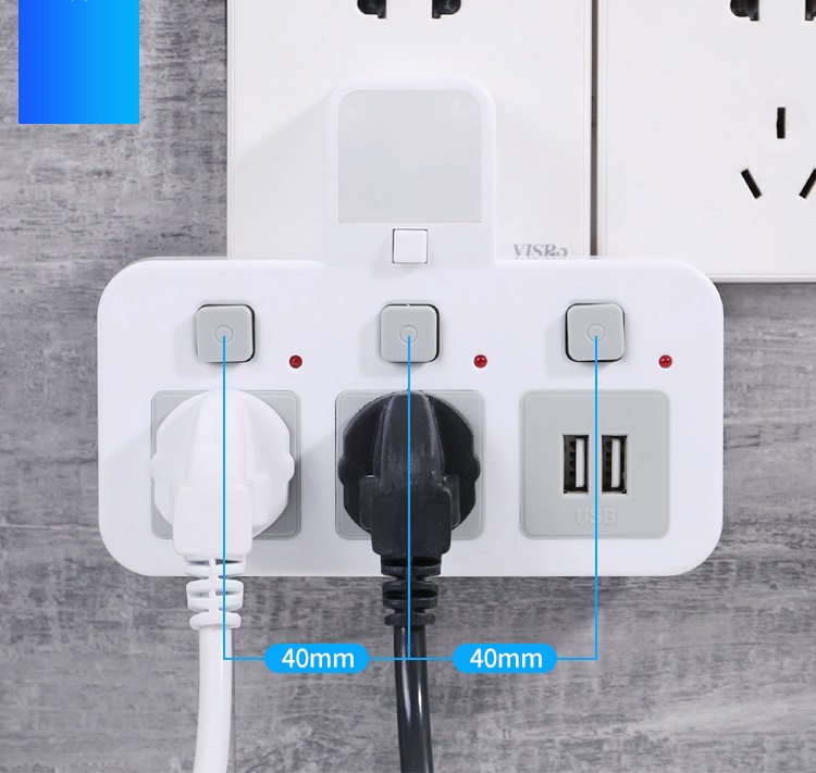Ổ cắm điện tích hợp cổng sạc và đèn ngủ cao cấp bảo vệ thiết bị cho ngôi nhà bạn với chức năng chống sét - Tặng kèm 2 nút bảo vệ đầu sạc