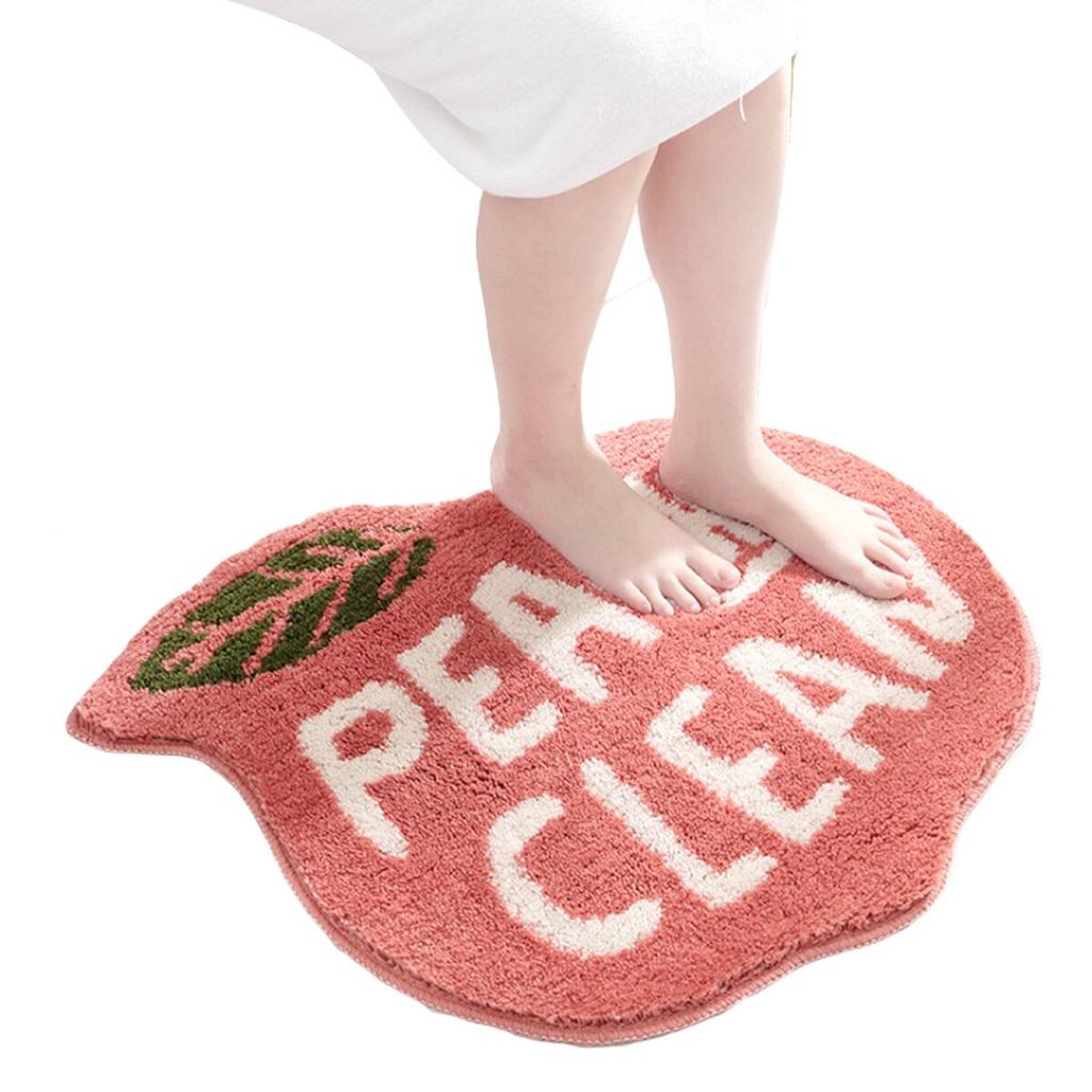 AA Household Floor Mat, Anti-Slip Soft Water Absorption Cover for Bathing Room Doorway, Cute Peach Shape Bath Mat