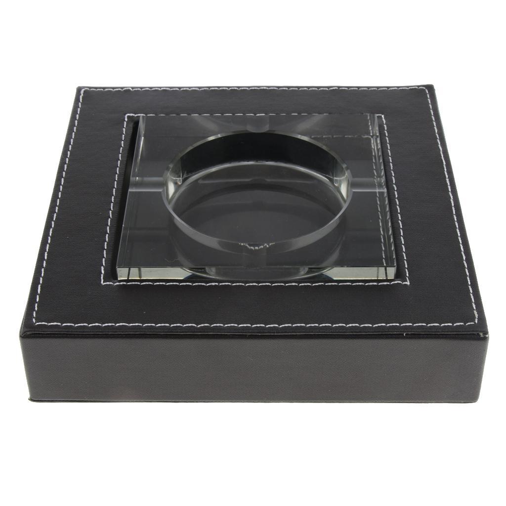 Deluxe Leather Crystal Square Cigarette Cigar Ashtray Home Perfect Gift