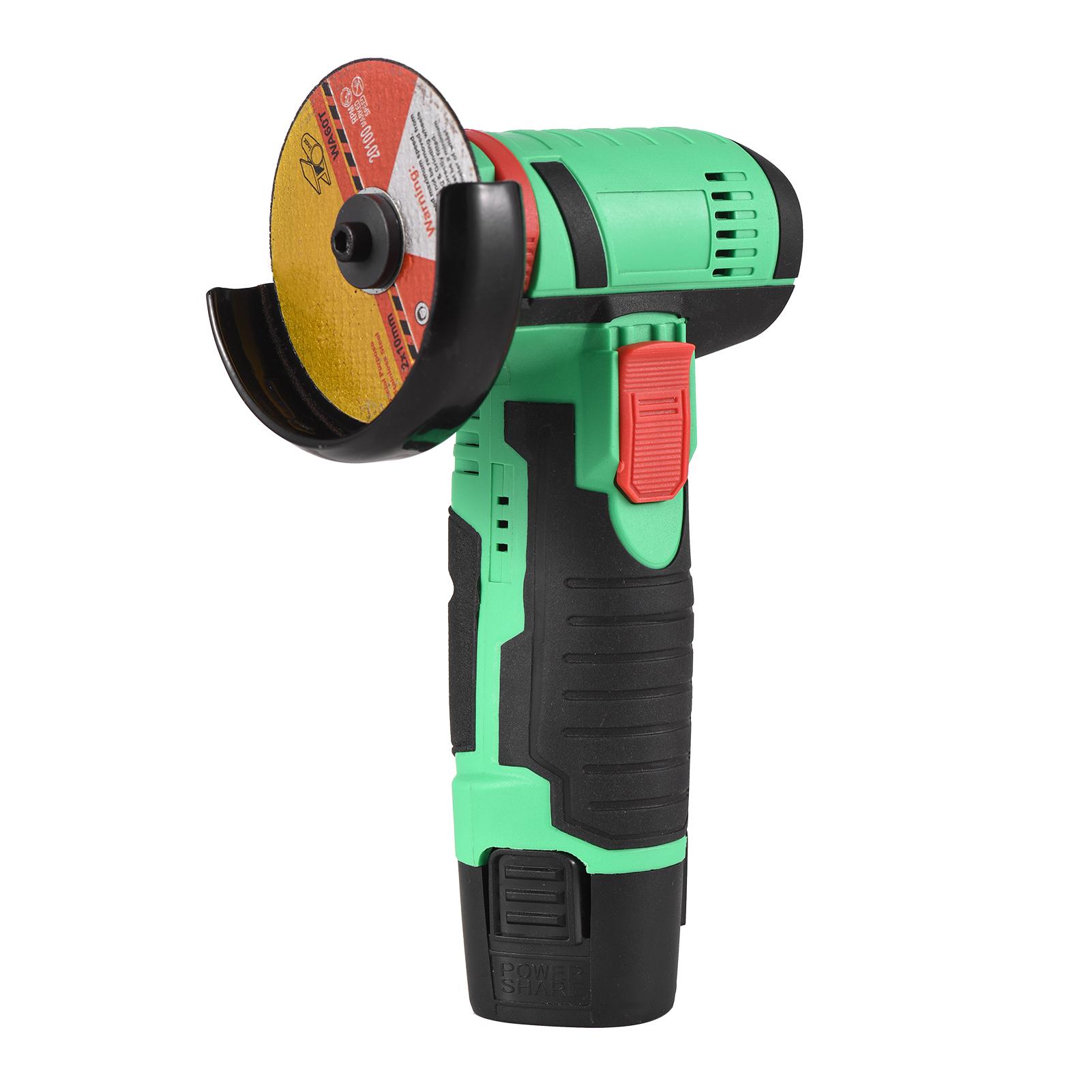 12V Cordless Angle Grinder Tool Kit Portable Lithium Electric Angle Grinder 19500rpm Mini Rechargeable Power Cutter with 2pcs Batteries 2pcs Grinding Discs for Grinding Polishing Cutting Rust Removing