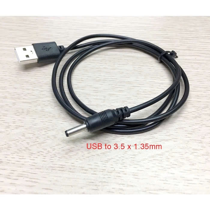 Dây Cáp Chuyển USB 5V to DC Jack 3.5*1.35mm Cho Quạt Sạc, Đèn Sạc, Đèn LED, Đài - Hàng Chính Hãng