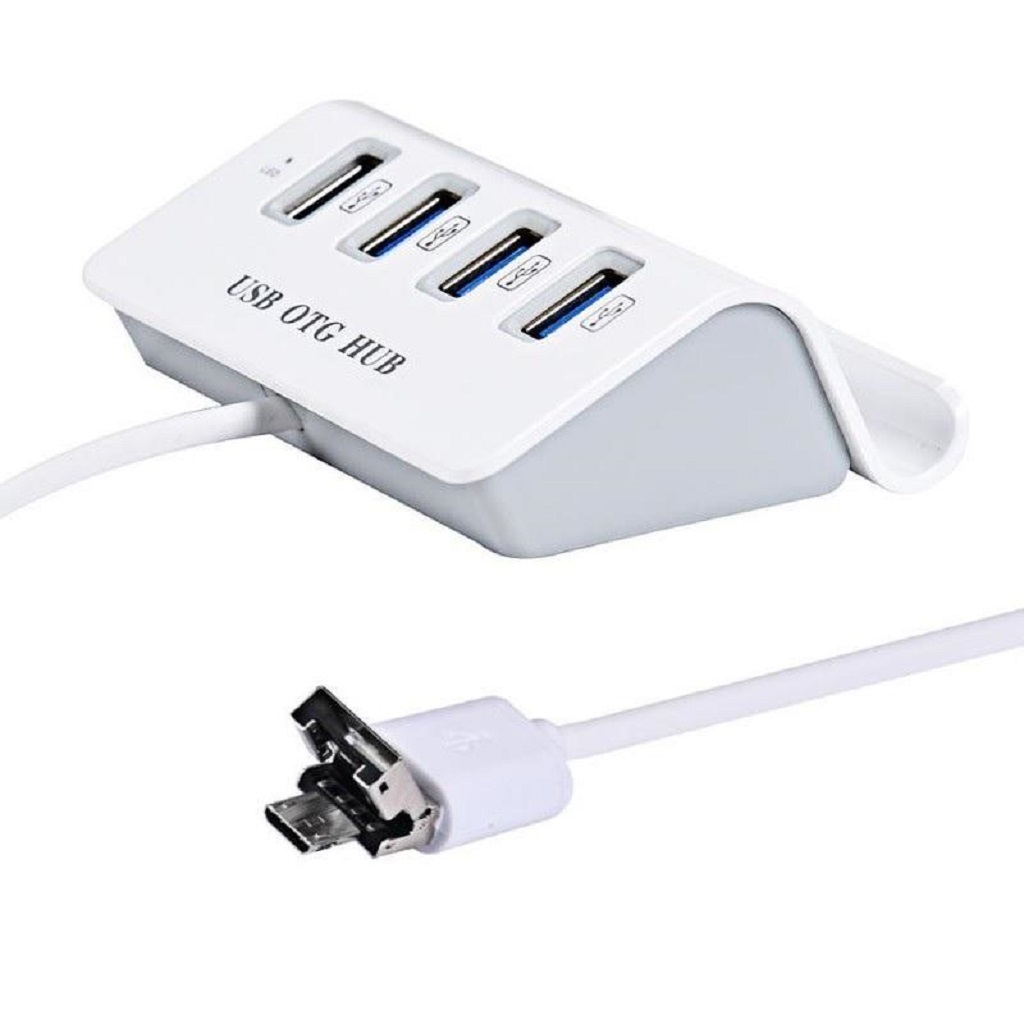 Bộ chia 4 Cổng USB OTG HUB Chuẩn Type-C Kiêm Giá Đỡ Kết Nối Điện Thoại Với Chuột Và Bàn Phím Chơi Game Mobile – Hàng Chính Hãng – OTG usb micro