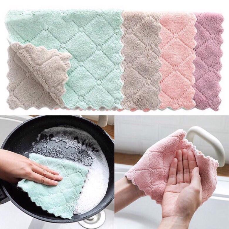 Khăn Lau Đa Năng, Khăn Lâu Bếp, Bát Đĩa, Cốc Chén Thấm Nước Chống Dính Dầu Mỡ Hai Mặt #HCM