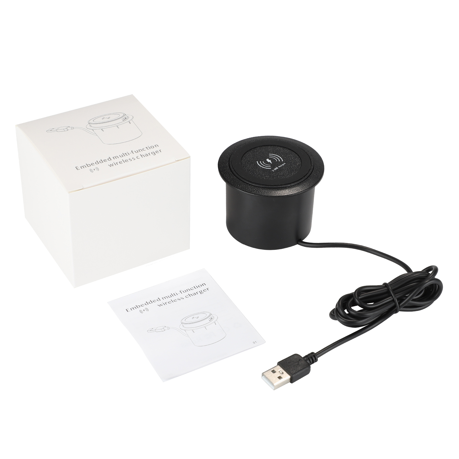 Bộ Sạc T9 Không Dây Nhúng Trên Máy Tính Để Bàn QI Với Tấm Sạc Nhanh Có 2 Cổng USB