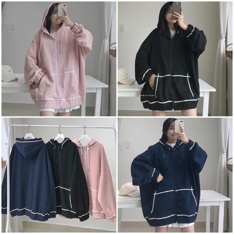Áo khoác viền rót mũ1 lớp, from to unisex 68kg, chất umi tàu dày đẹp, thời trang 4 mùa