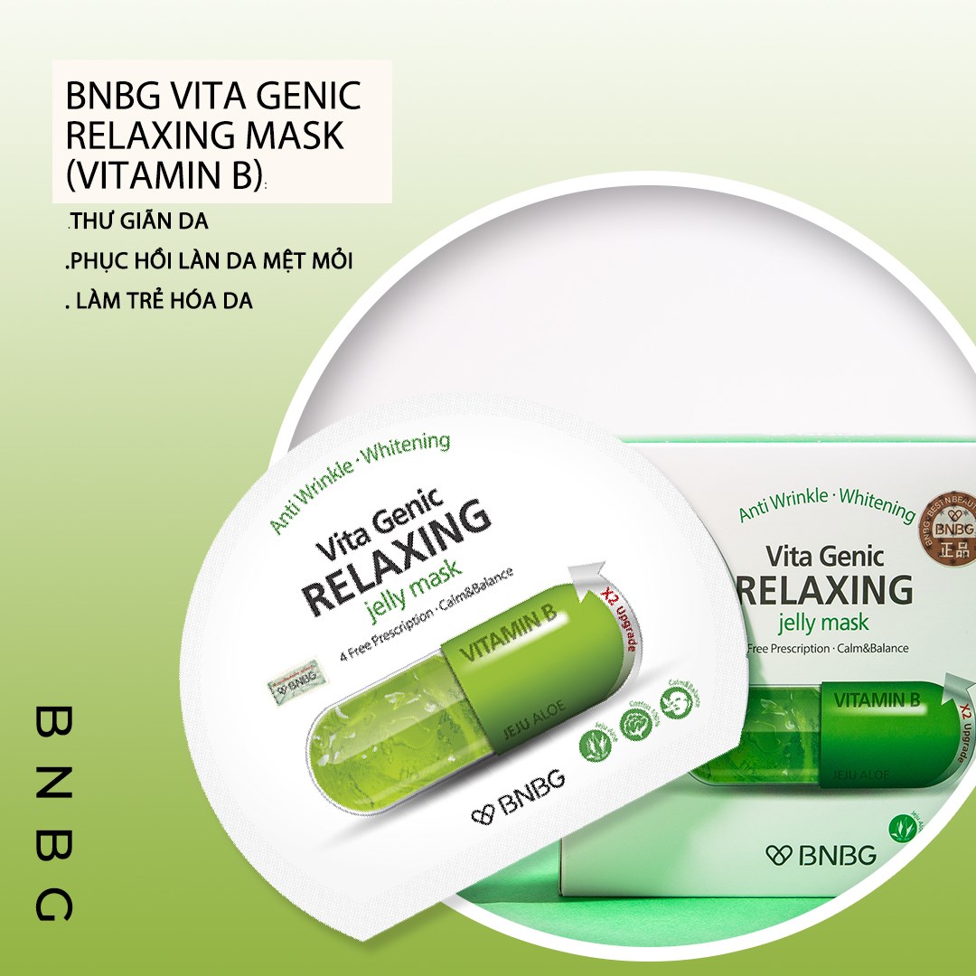 Mặt Nạ BNBG Xanh Lá Vita Genic Relaxing Jelly Mask Vitamin B Cấp Ẩm Hỗ Trợ Phục Hồi Da Hư Tổn 30ml