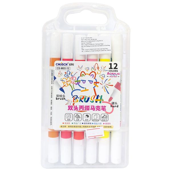 Hộp 12 Bút Lông Màu Acrylic Marker - Chosch CS-M05-12