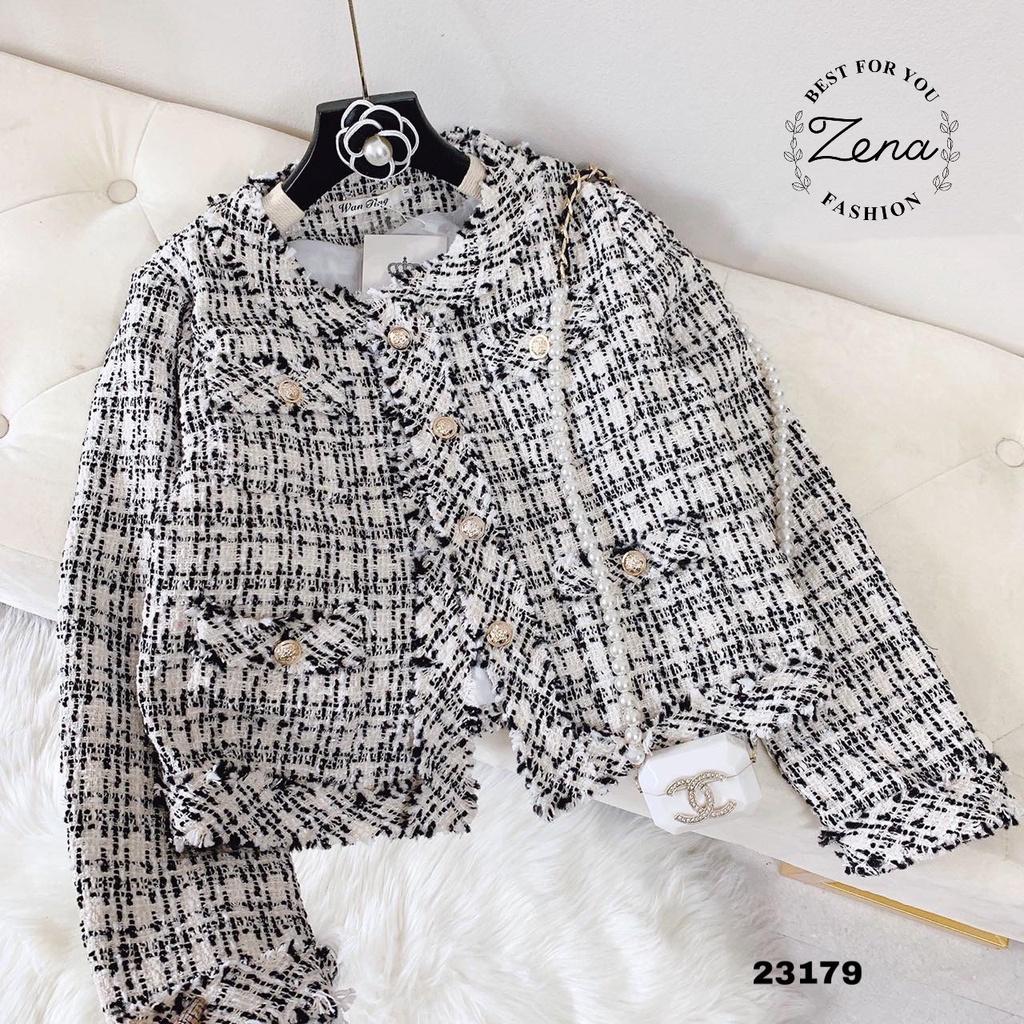 23179KH23179-Khoác dạ xù 4 túi cúc vàng VT